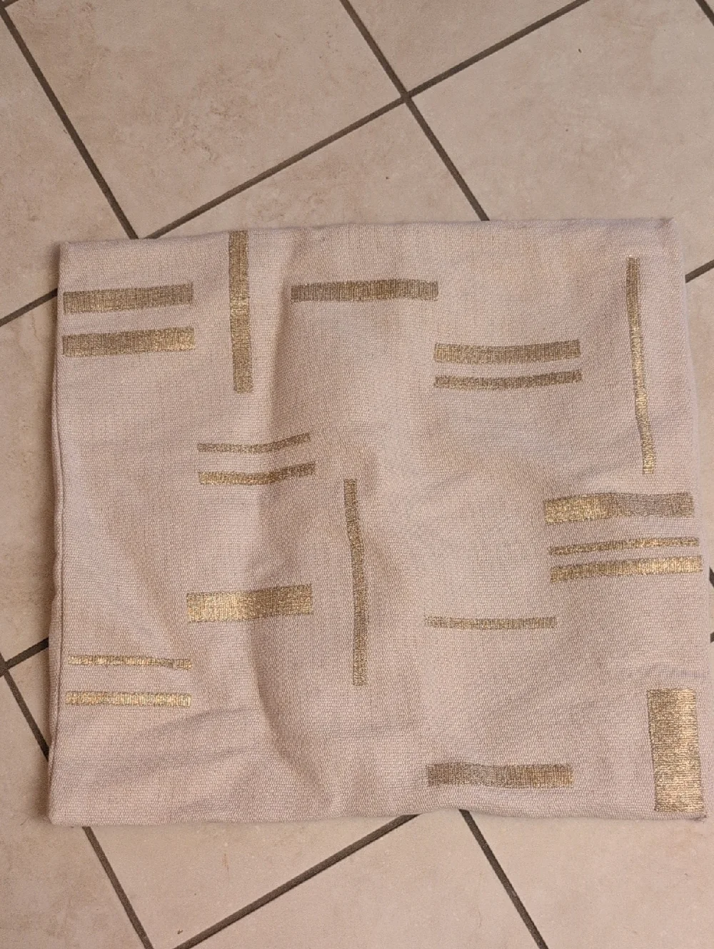 Lot Of 4 West Elm Embroidered Metallic Pillow Cover Belgian Flax Jute Linen Gold